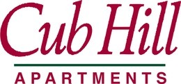The image is a logo for Cub Hill Apartments.